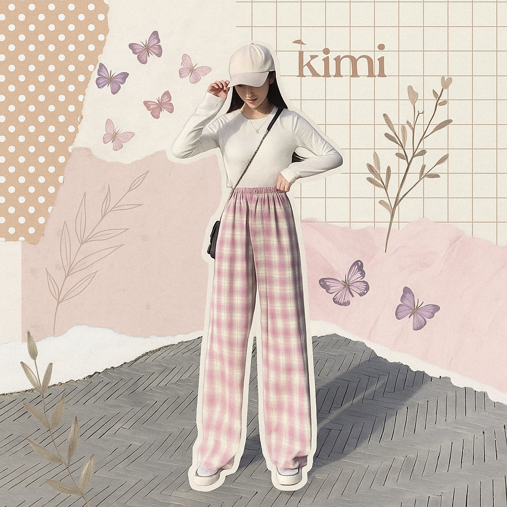 ✨ Korean Style Plaid Pants for Women – Lightweight Comfort with Trendy Streetwear Vibe