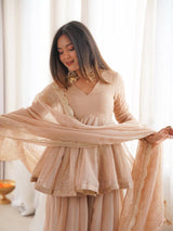 Luxury Mukaish Work Organza Sharara Suit