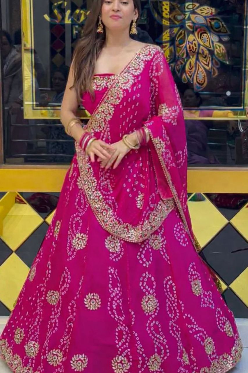 Elegant Badhani Bloom Gotta Patti Embellished Lehenga