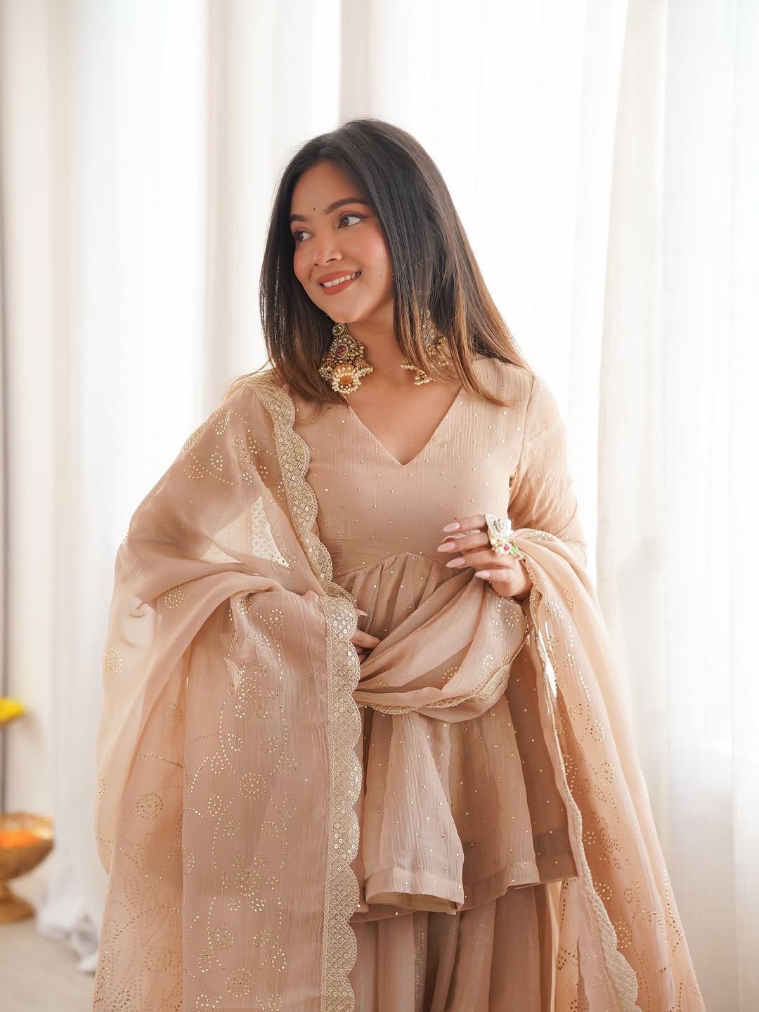 Luxury Mukaish Work Organza Sharara Suit