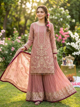 Designer Party Wear Look Pur Heavy Faux Georgette Top Plazzo & Dupatta Set