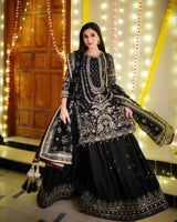 Designer Party Wear Look Pur Heavy Faux Georgette Top Plazzo & Dupatta Set