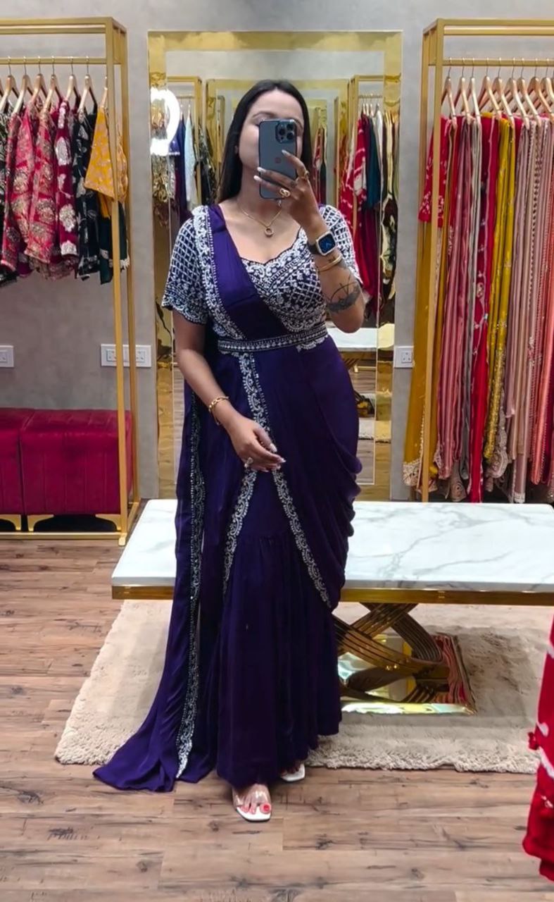 Letest new Designer Party Wear Lehenga Saree With Blouse