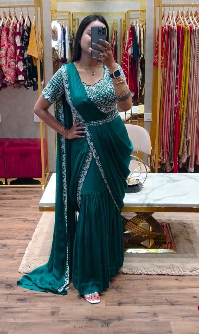 Letest new Designer Party Wear Lehenga Saree With Blouse