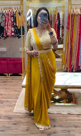 New Super Trending Embroidery cording work ready to wear saree with Embroidery Blouse