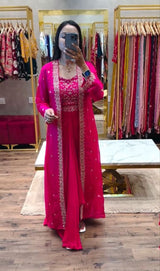 New Super Trending Party Wear Shrug with Sarara With Embroidery Work