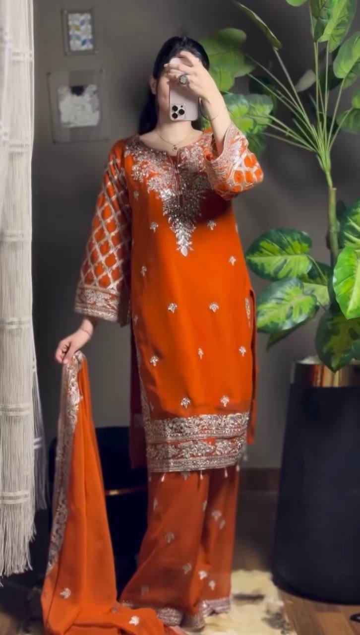 Designer Palzoo Set For Womens And Girls orange Colour