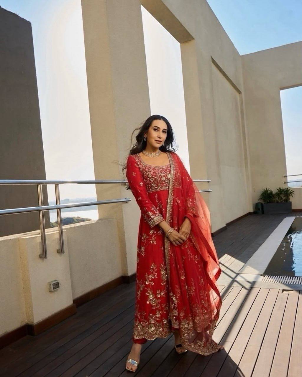 Designer Anarkali Set Red Colour