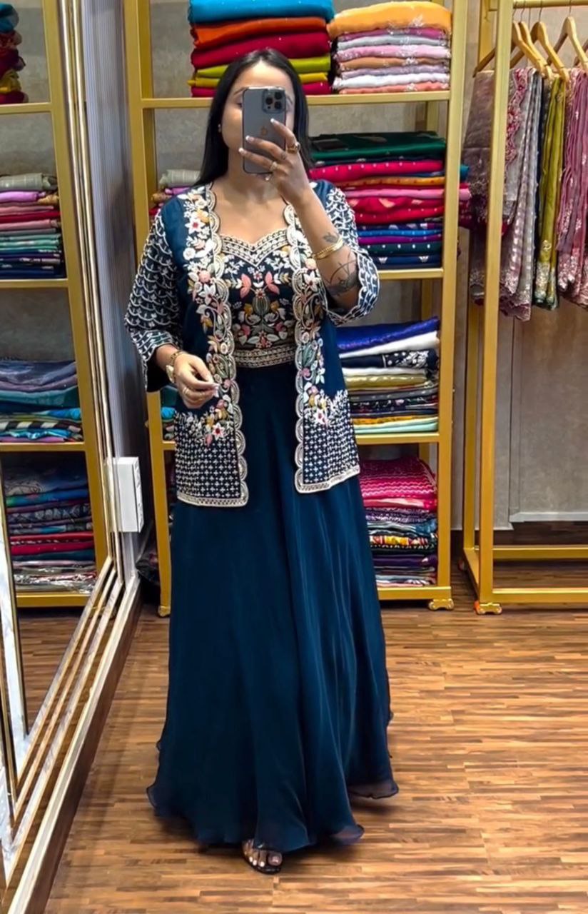 Presenting a New Party Wear Look Jacket Blouse And Lehenga