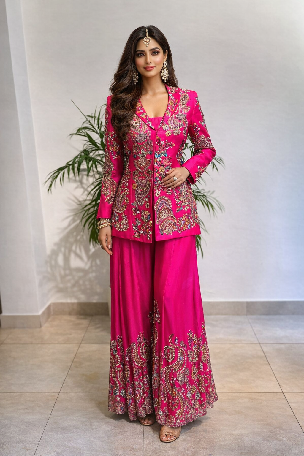 Womens And Girls Chinon silk, with Embroidery Sequence work ready to wear with full koti Wedding new party koti With Paint