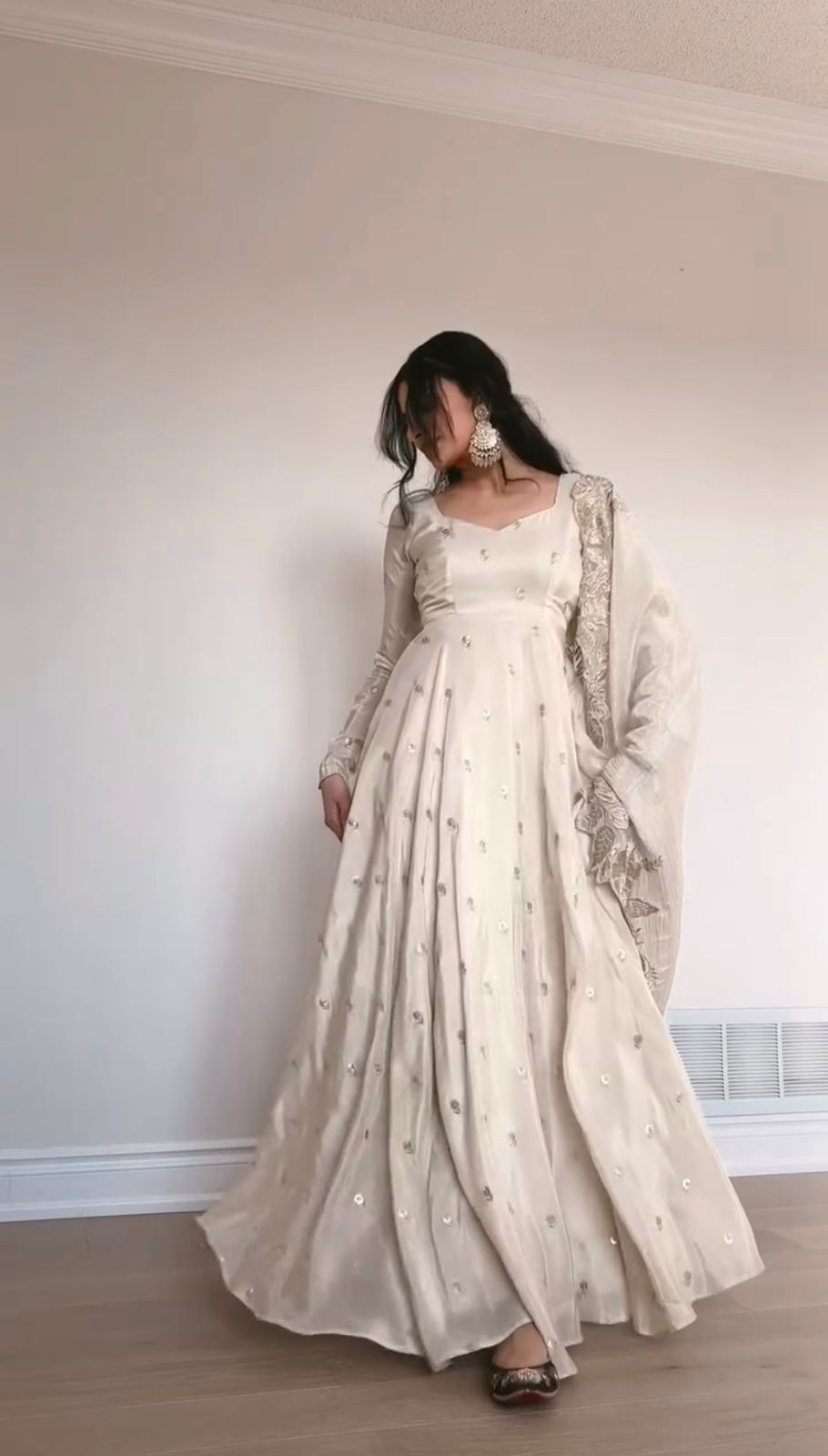 Afsana White Anarkali Suit