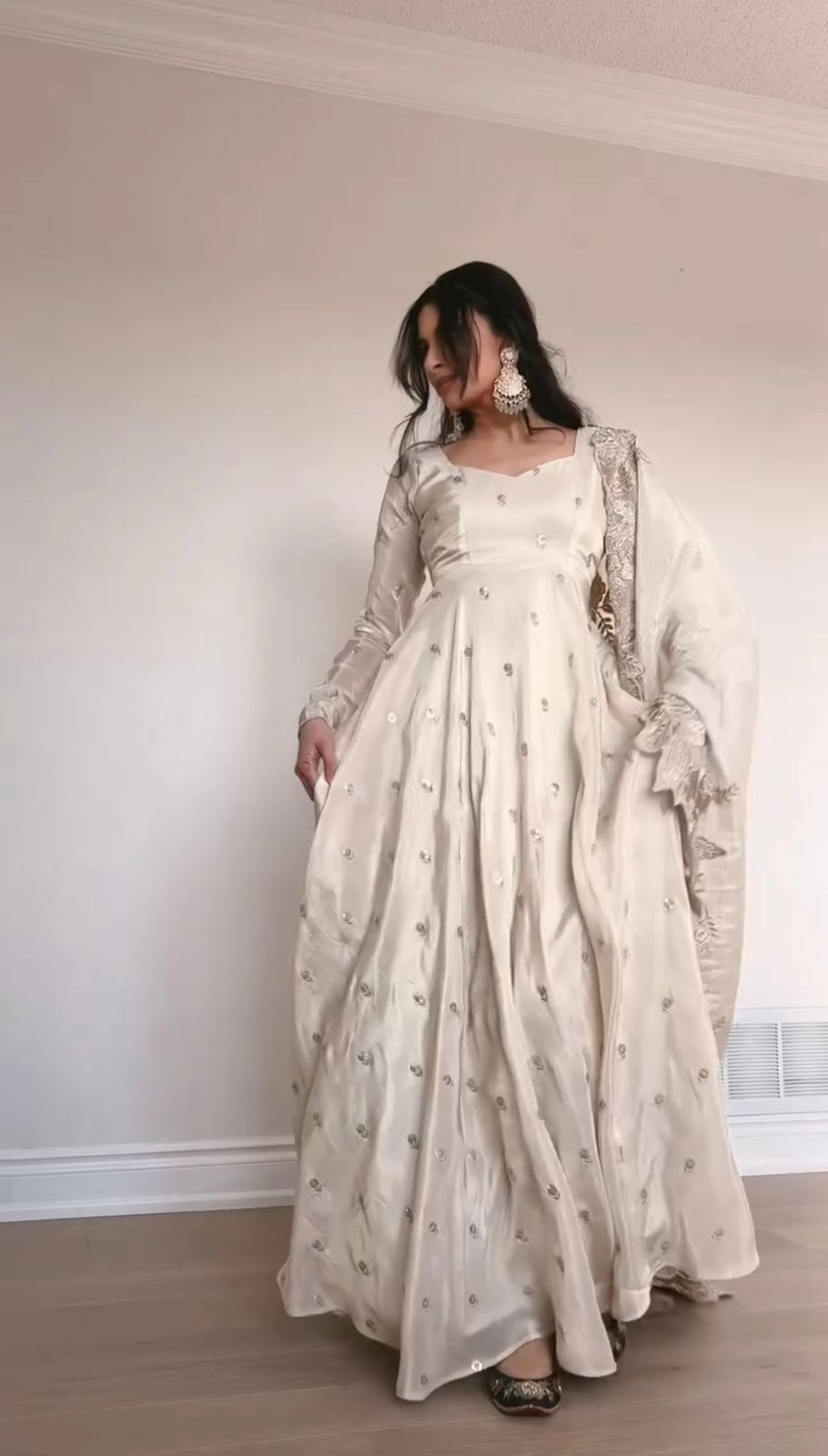 Afsana White Anarkali Suit