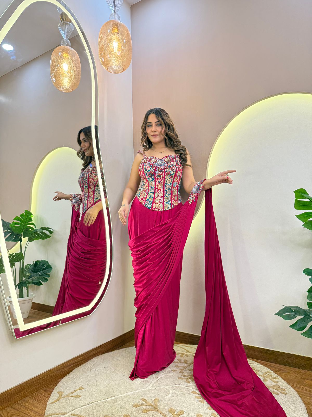 Ready-to-Wear Sequence Embroidered Saree with Heavy Blouse – Perfect for Festivals, Functions & Special Occasions