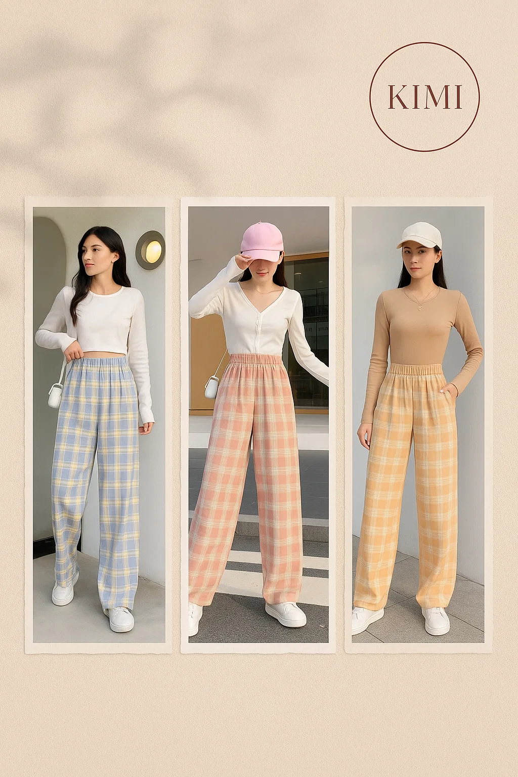 ✨ Korean Style Plaid Pants for Women – Lightweight Comfort with Trendy Streetwear Vibe