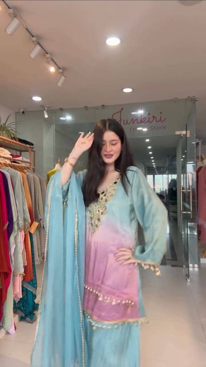 Designer 3-Piece Plazo Suit Set with Embroidered Top & Dupatta – Wedding Wear