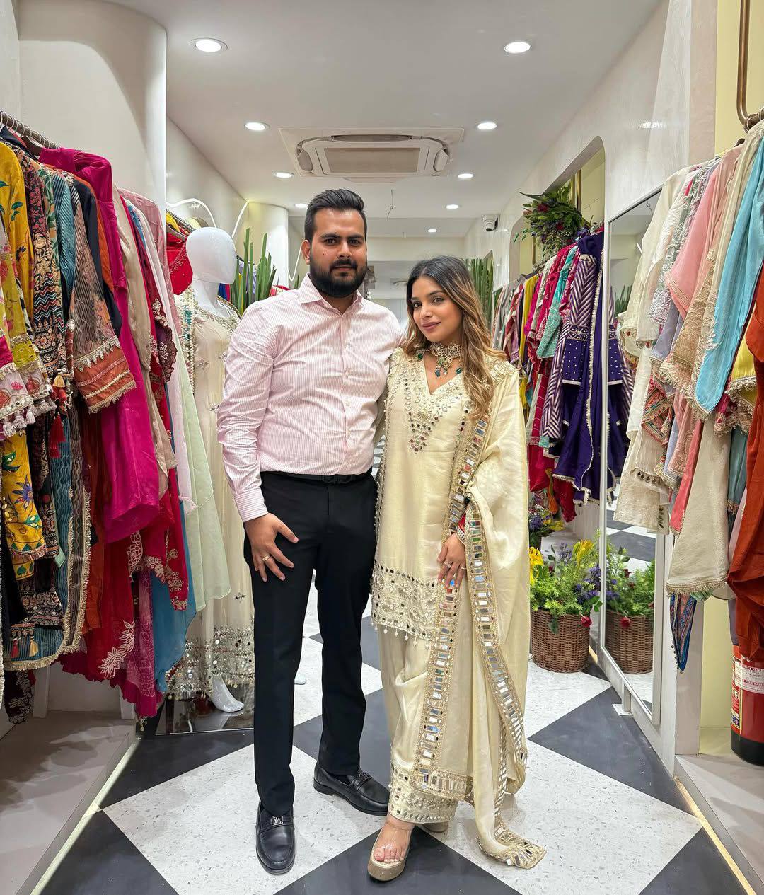 Elegant Plazzo Set with Real Mirror & Embroidery Work