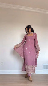 Faux Georgette Thread–Sequins Work Suit Set