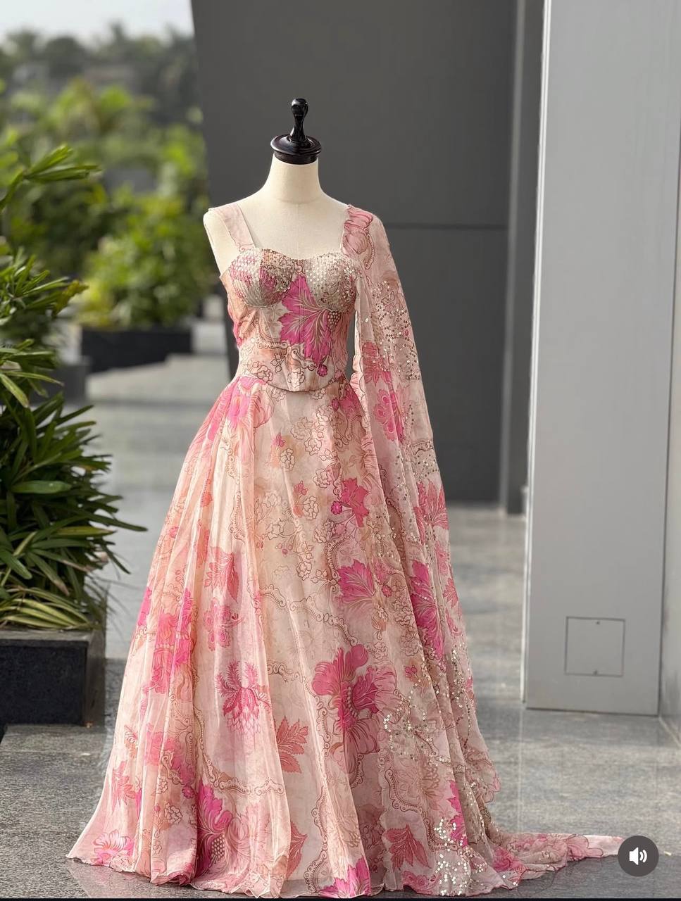 Exclusive Organza Corset Lehenga Set with Digital Print Dupatta