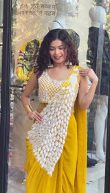 NEW SUPERHIT TRENDING READY TO WEAR SAREE WITH FULLY EMBROIDERED STYLIST BLOUSE ON  FAUX GEORGETTE FABRIC