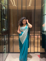 NEW SUPERHIT TRENDING READY TO WEAR SAREE WITH FULLY EMBROIDERED STYLIST BLOUSE ON  FAUX GEORGETTE FABRIC