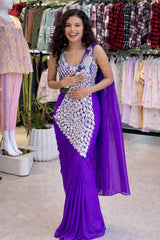 NEW SUPERHIT TRENDING READY TO WEAR SAREE WITH FULLY EMBROIDERED STYLIST BLOUSE ON  FAUX GEORGETTE FABRIC