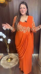 New Super Trending Embroidery cording work  gown saree