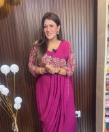 New Super Trending Embroidery cording work  gown saree