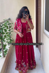 New Super Trending Embroidery Sequence work gown with koti